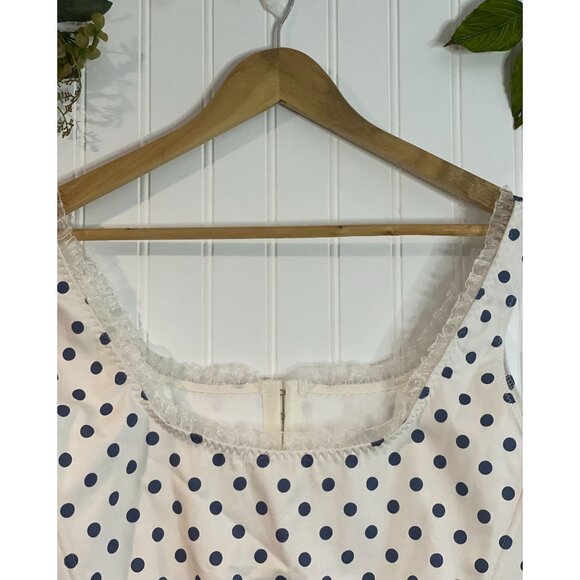Altard State White & Navy Polka Dot Crop Top With Lace Trim Size XXL - Picture 5 of 11